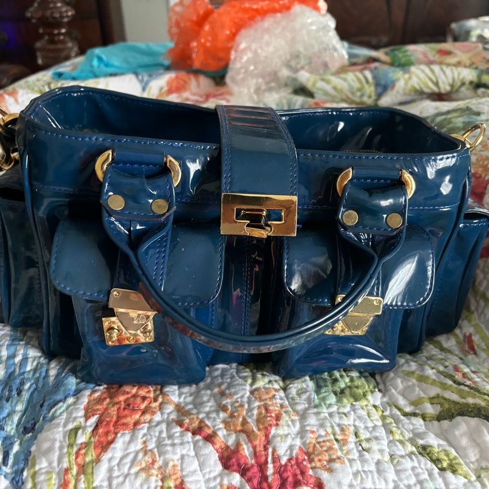 Cc skye blue patent leather bag